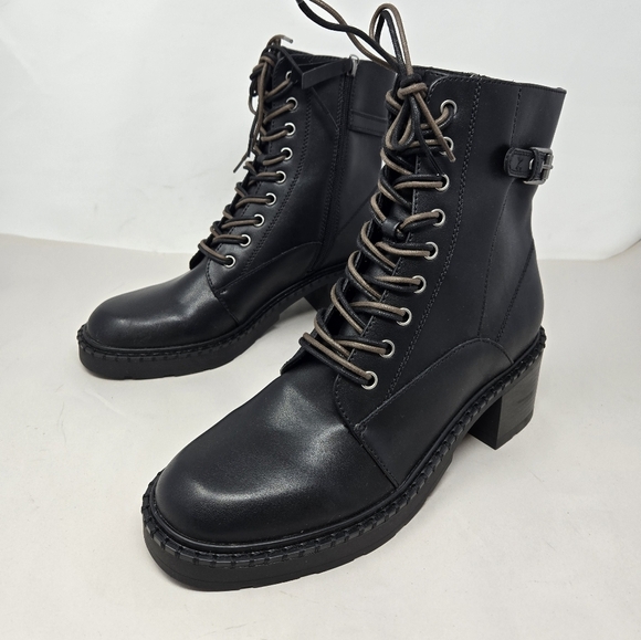 Zodiac Combat Women's Paxon Boots Sz 9.5M Black Faux Leather Lace & Zip Heeled - Picture 3 of 13